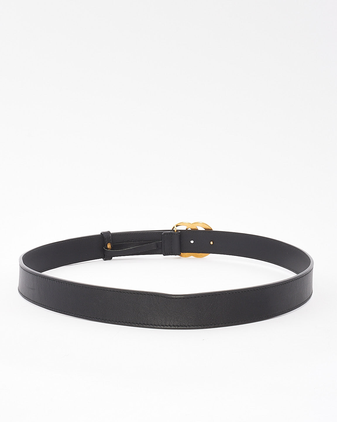 Gucci Black GG Brushed Gold Marmont Thin Belt - 95/38