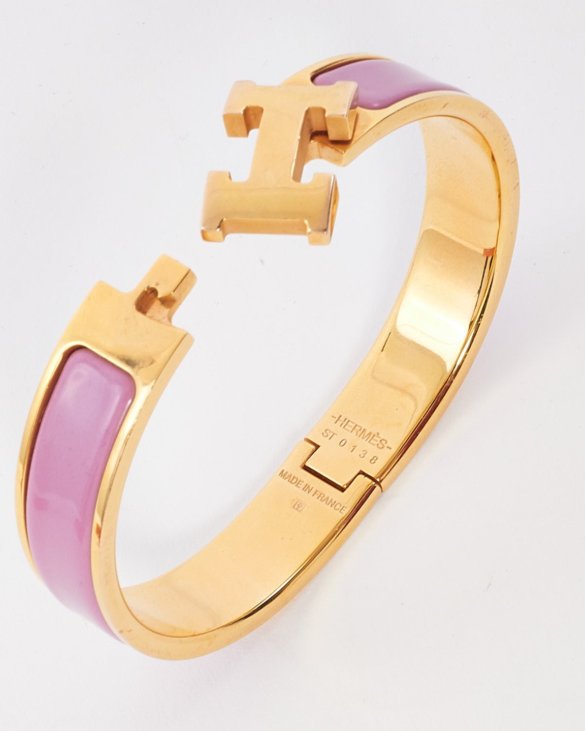 Hermès Pink & Gold Clic Clac Bracelet - PM