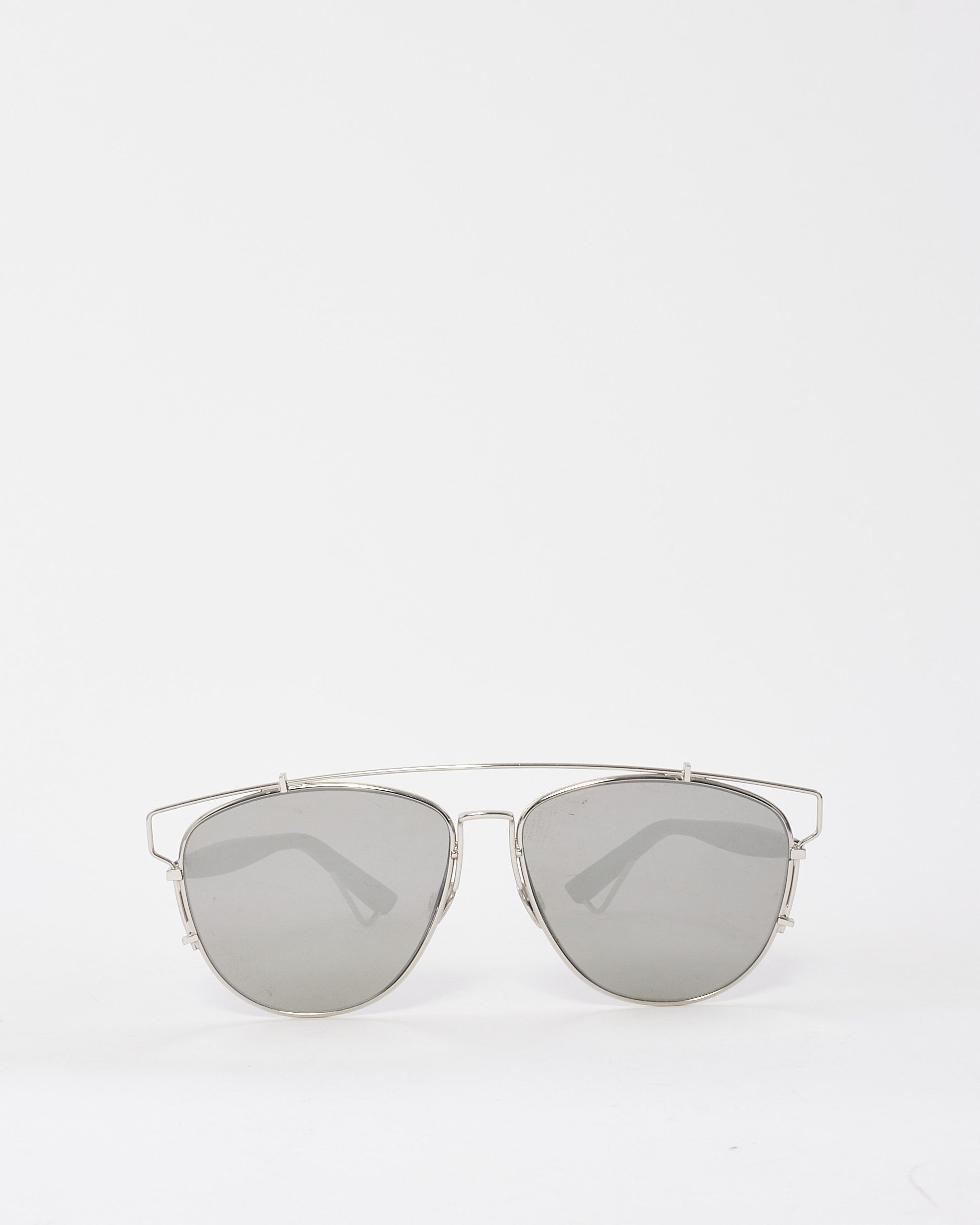 Women's Large Flat Silver Mirror Lens Aviator Sunglasses - Metal Frame, 100% UV