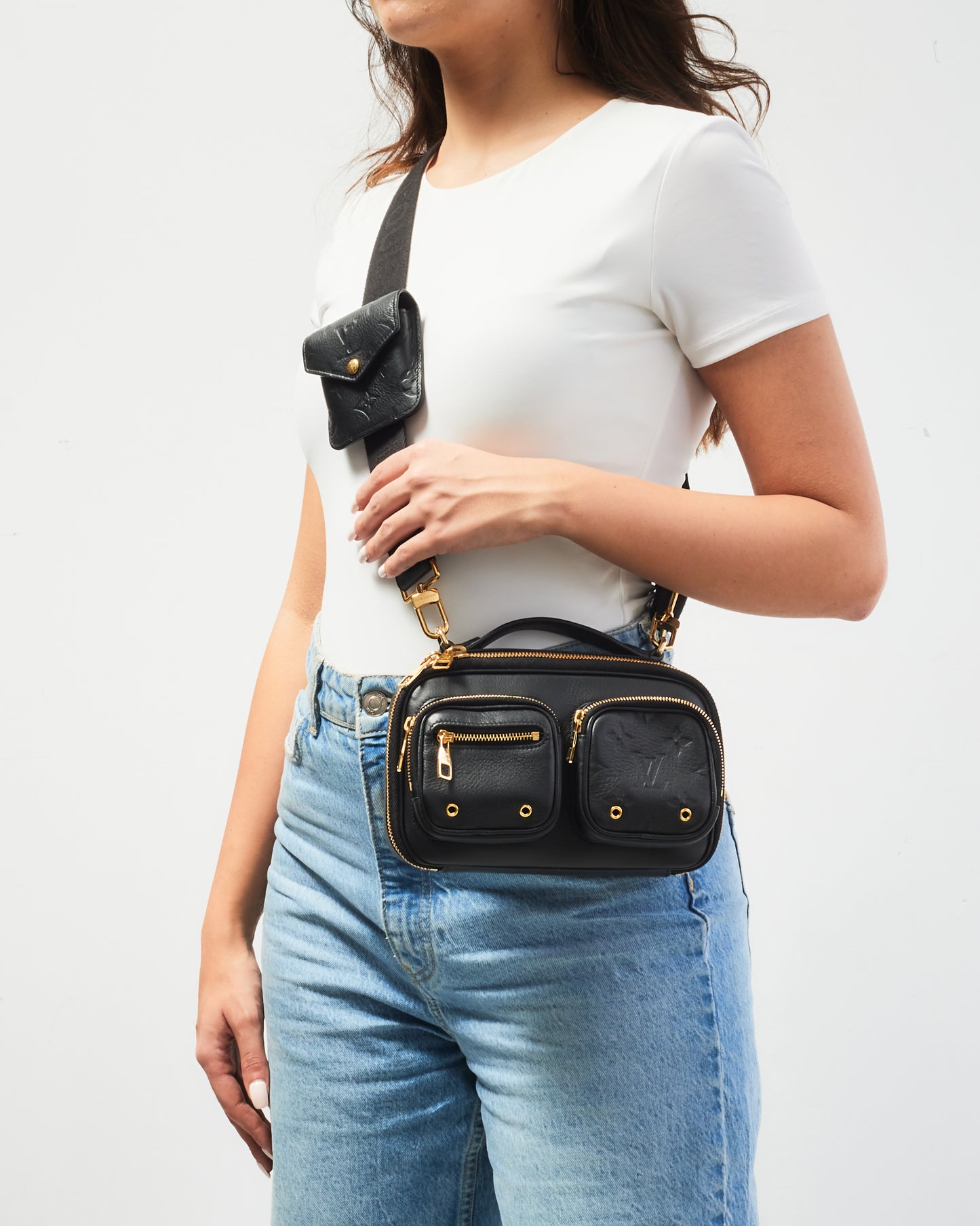 Louis Vuitton Black Monogram Empreinte Leather Utility Crossbody Bag
