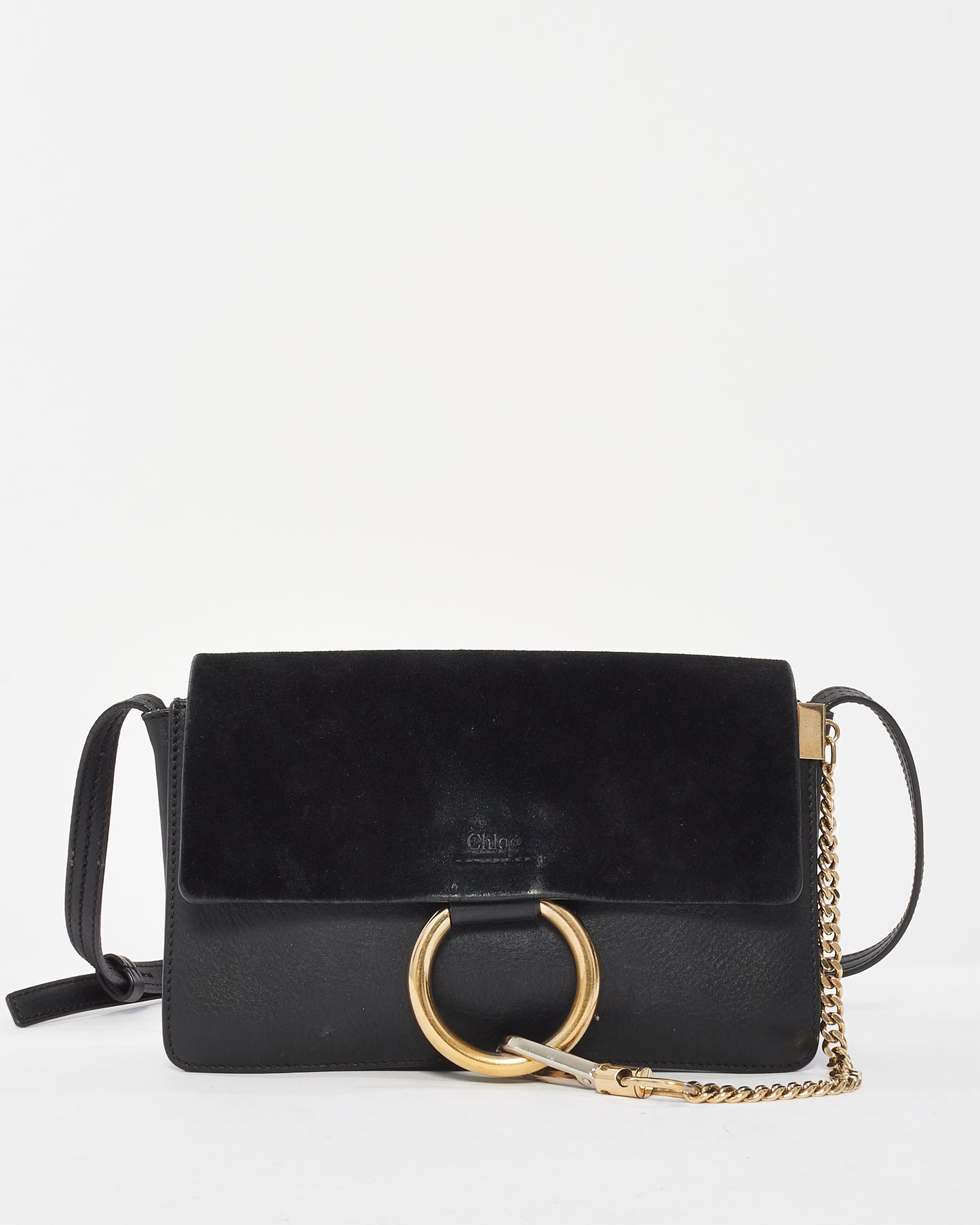 Chloé Black Suede & Leather Faye Crossbody Bag