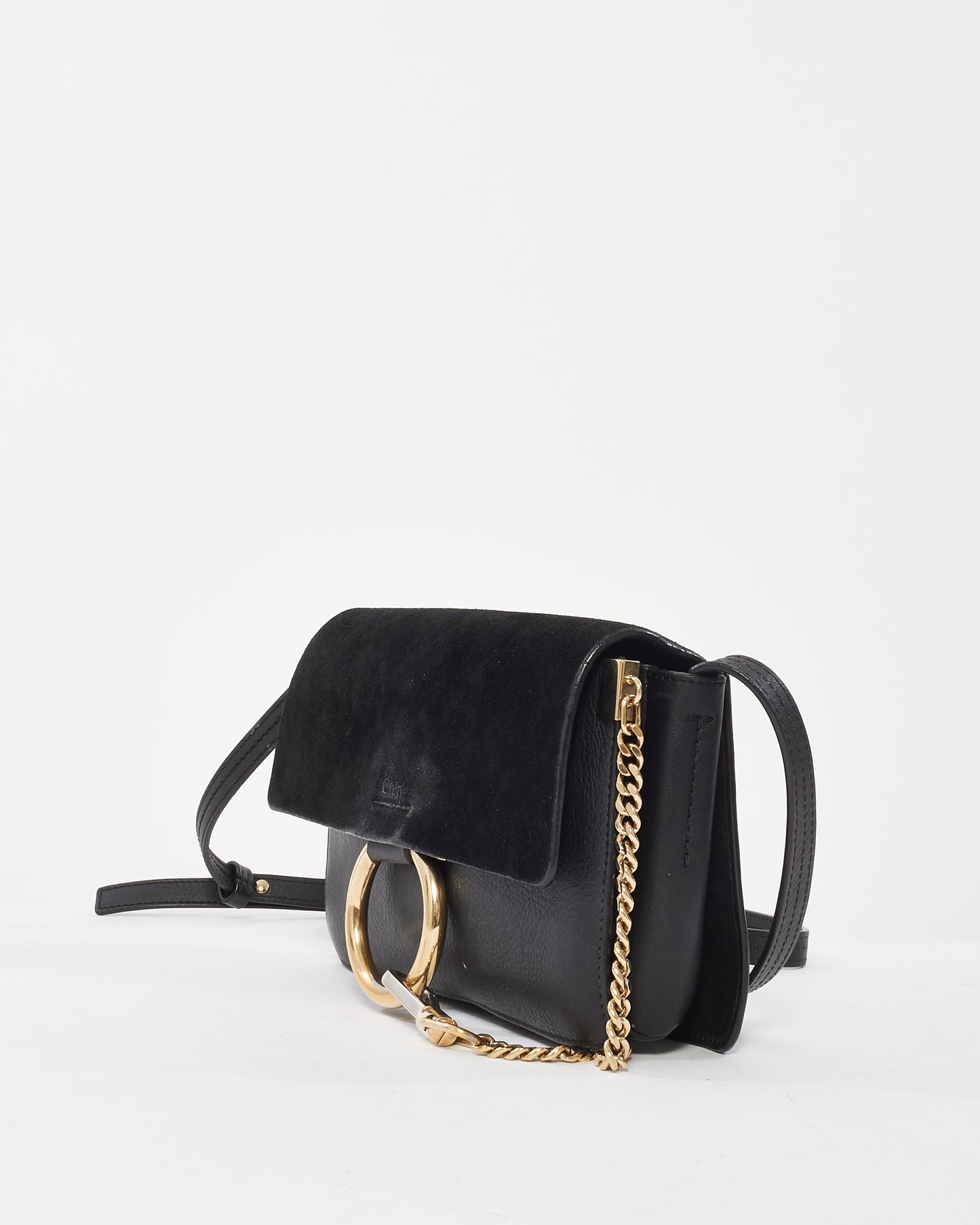 Chloé Black Suede & Leather Faye Crossbody Bag
