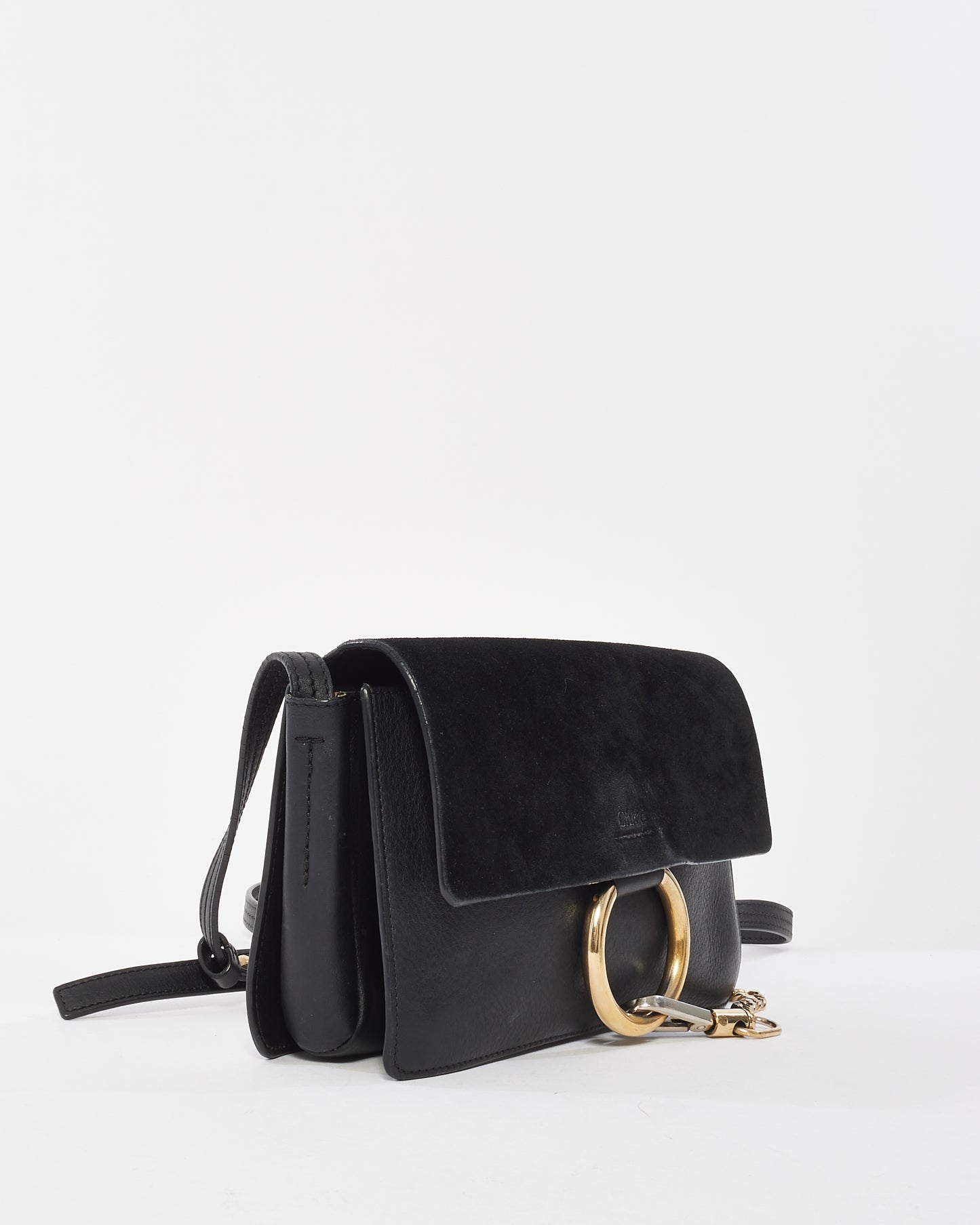 Chloé Black Suede & Leather Faye Crossbody Bag