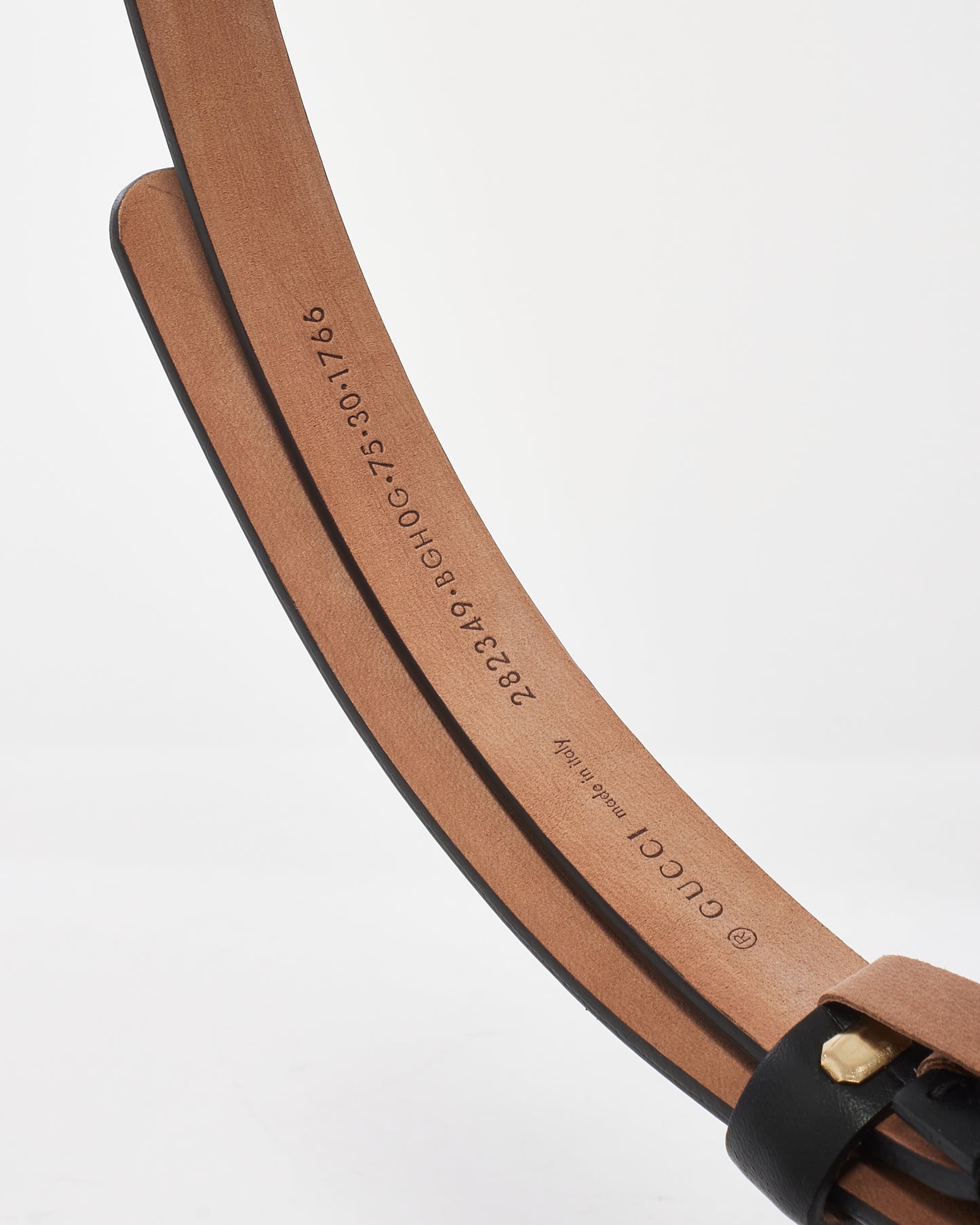 Gucci Black Leather Thin Horsebit Belt - 75/30
