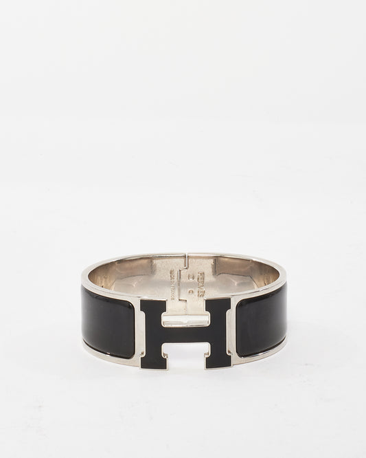 Hermès Black & Silver Wide Clic Clac Bracelet - GM