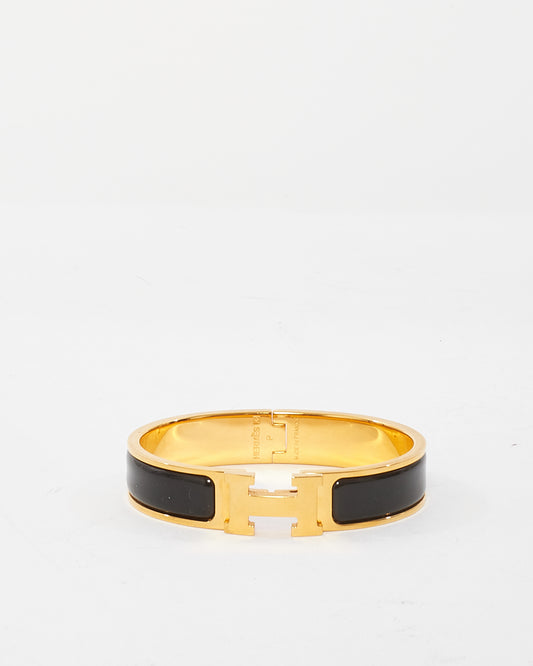 Hermès Black & Gold Thin Clic Clac Bracelet - PM