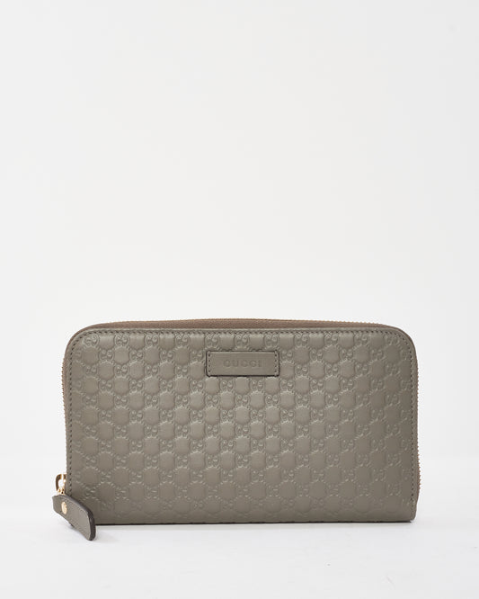 Gucci Grey Leather Guccissima Long Zip Wallet