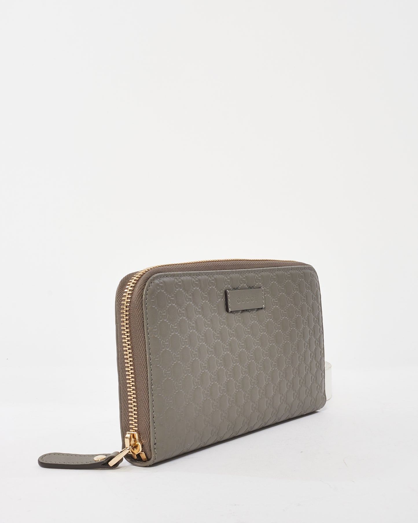 Gucci Grey Leather Guccissima Long Zip Wallet