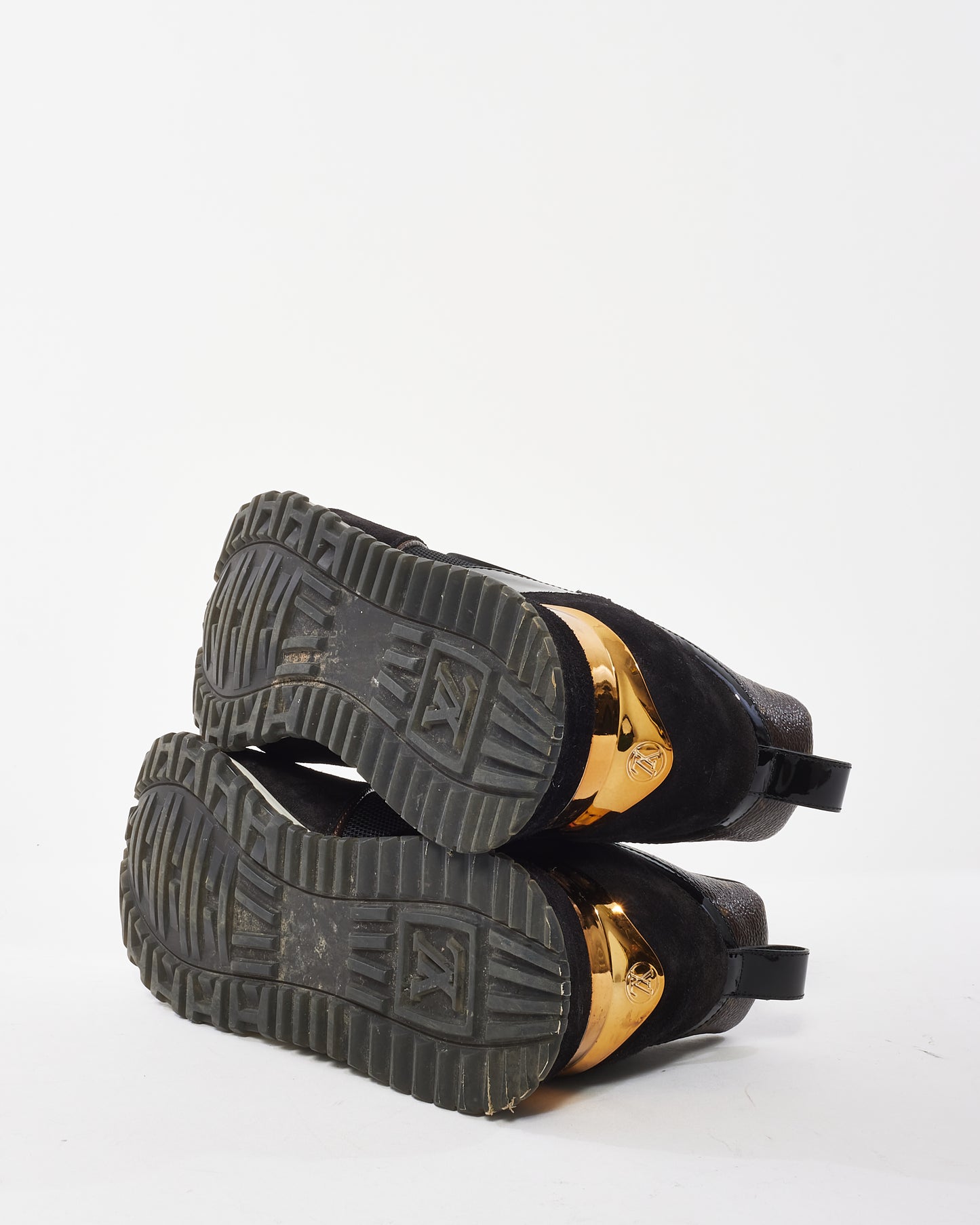 Louis Vuitton Black Suede & Monogram Run Away Sneaker - 37