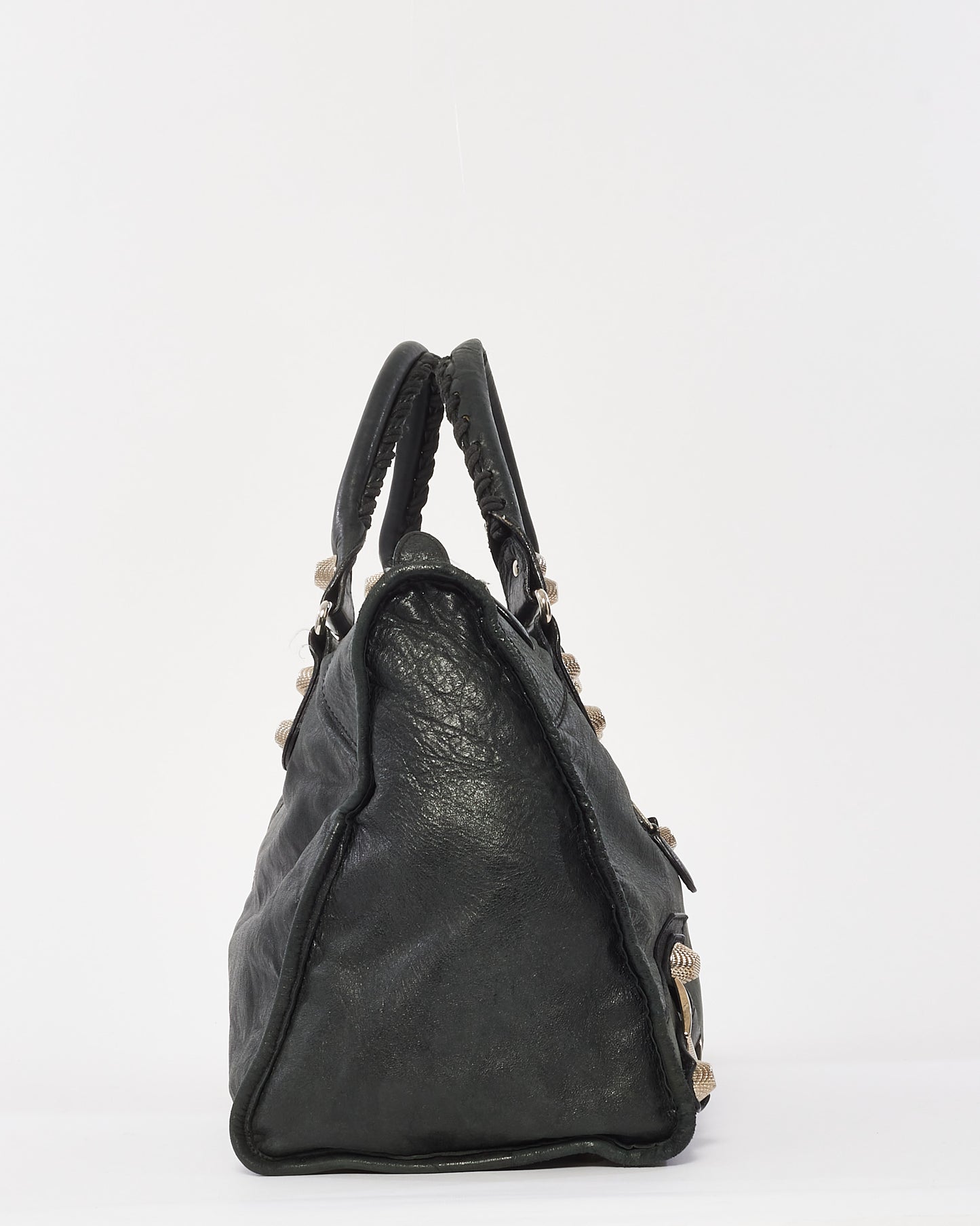 Balenciaga Black Leather Giant 21 Silver Stud Medium City Bag