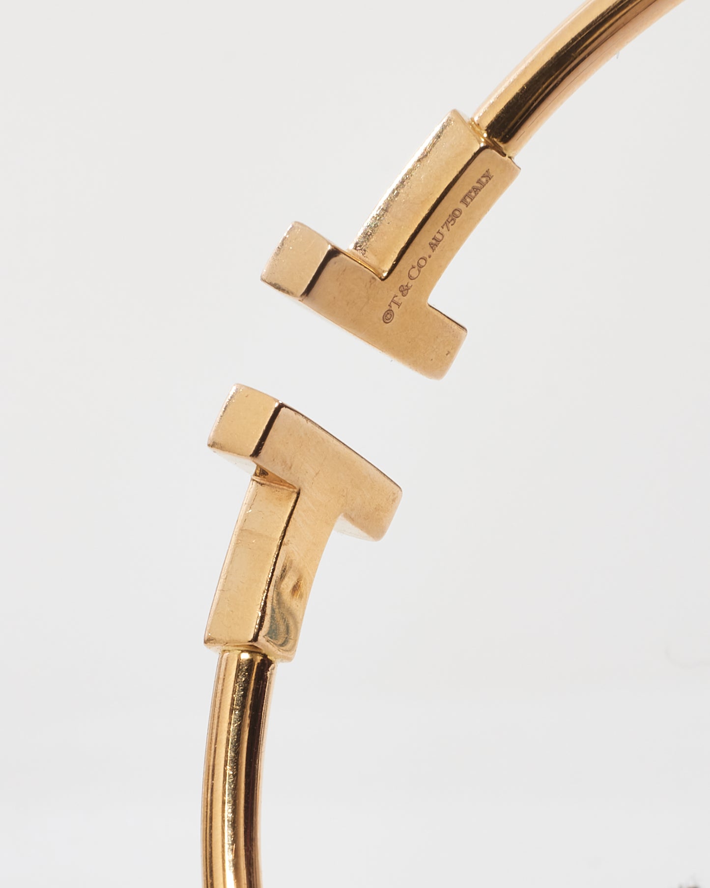 Tiffany & Co. 18K Rose Gold Tiffany T Wire Bracelet With Diamonds