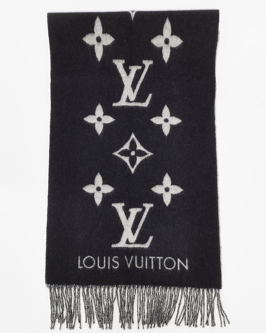 Louis Vuitton Grey/Black Monogram Cashmere Reykjavik Scarf