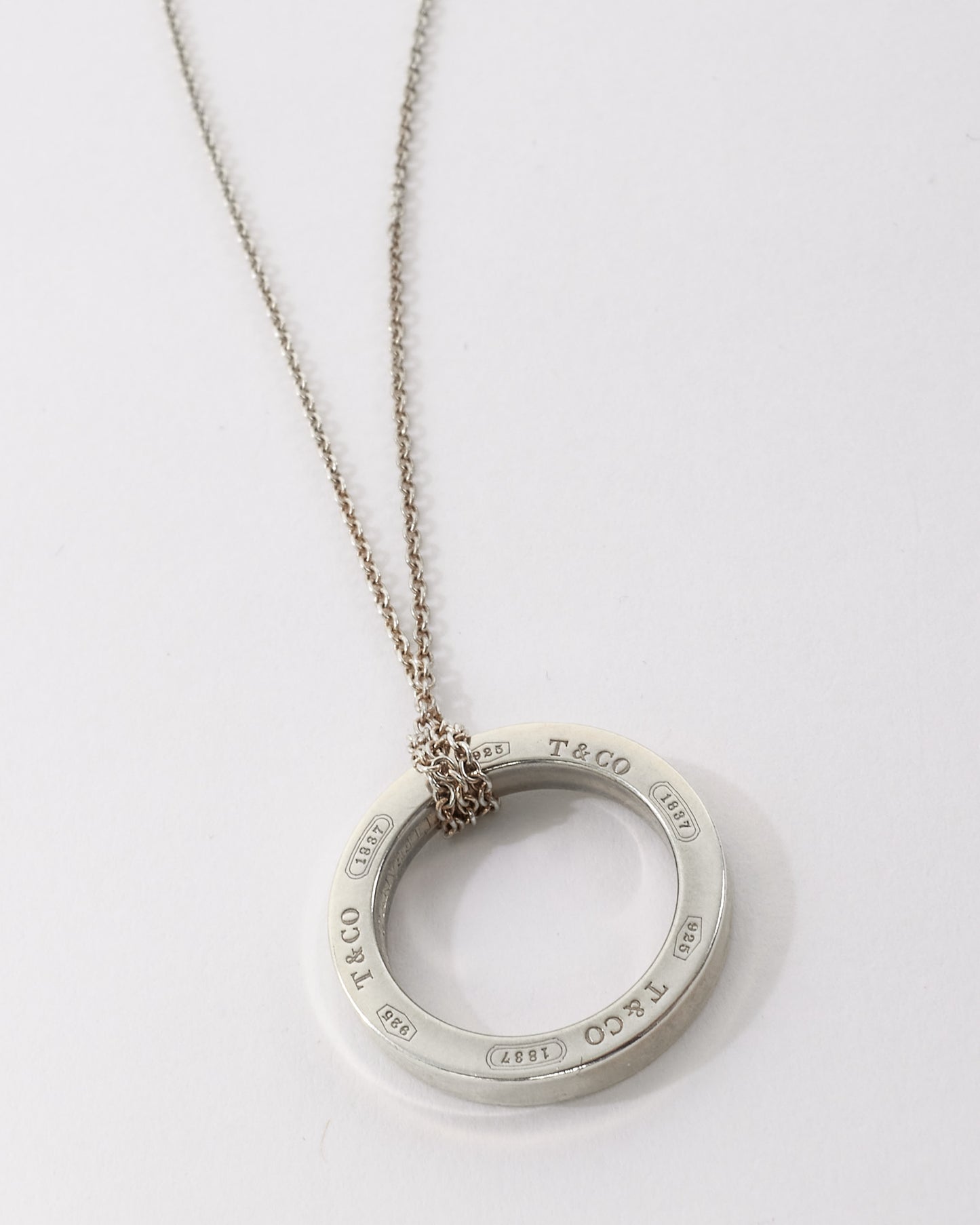 Tiffany & Co. 1837 Silver Ring Pendant Necklace