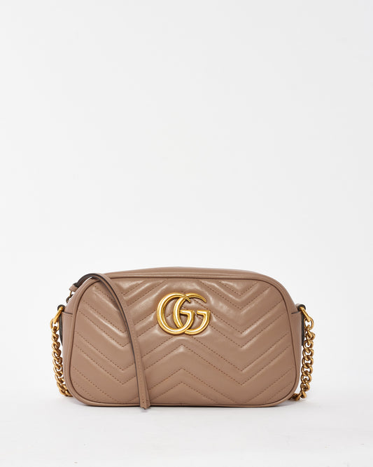 Gucci Dusty Pink Matlassée Leather Small Marmont Camera Bag