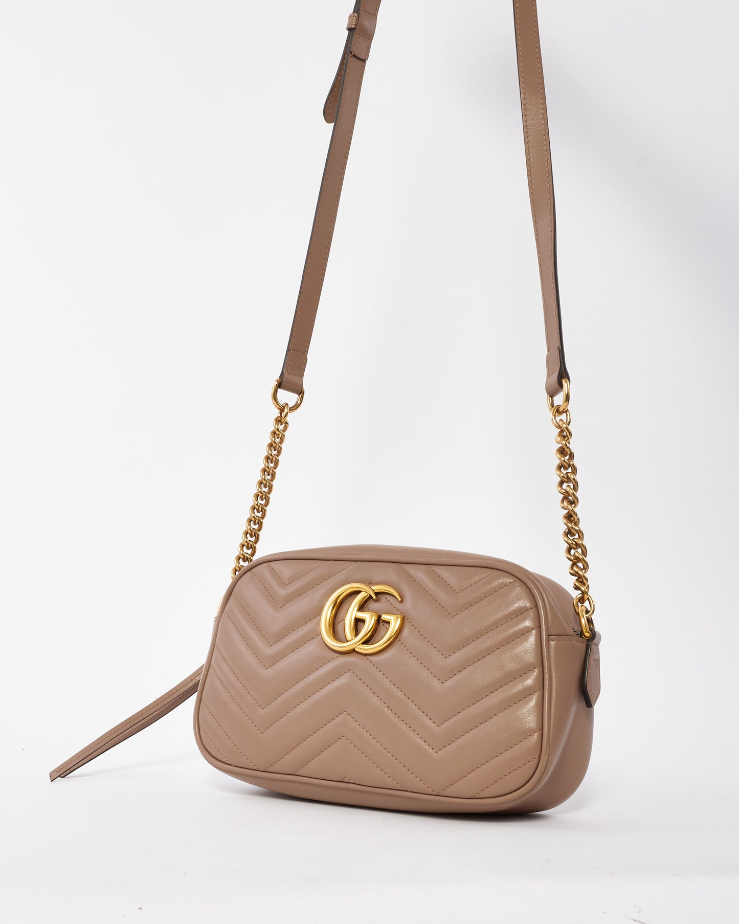 Gucci Dusty Pink Matlassée Leather Small Marmont Camera Bag