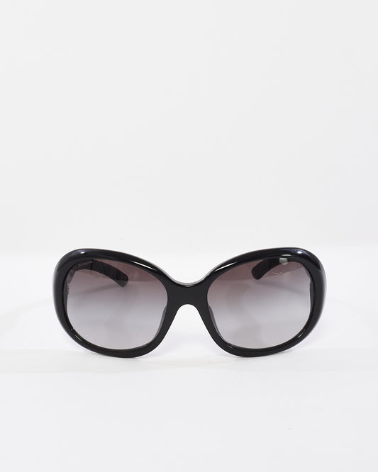 Prada Black & Silver Swivel Arm Oval Frame Sunglasses SPR 08L