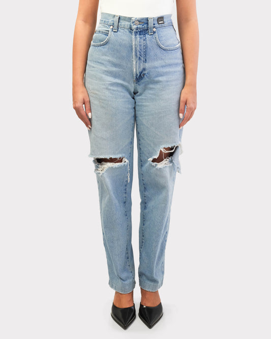 Versace Couture Blue Low Slung Ripped Baggy Jeans - 29