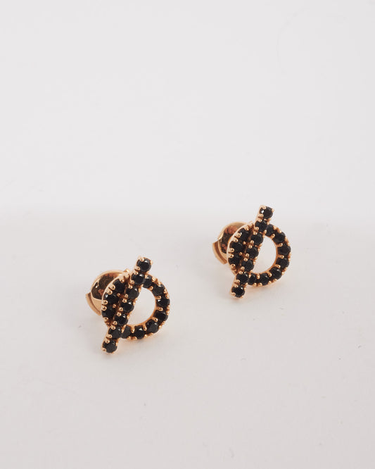 Hermès 18k Rose Gold Black Spinel Finesse Stud Earrings