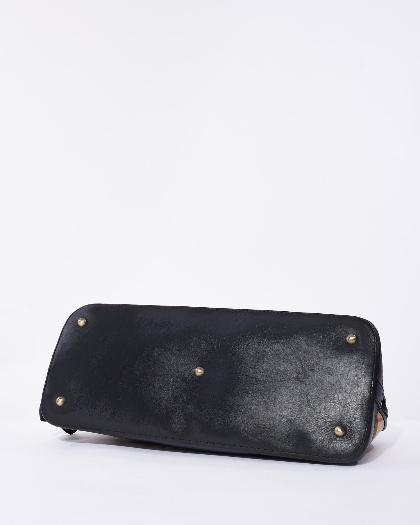 Burberry Vintage Beige Nova Check Canvas Top Handle Bowler Bag