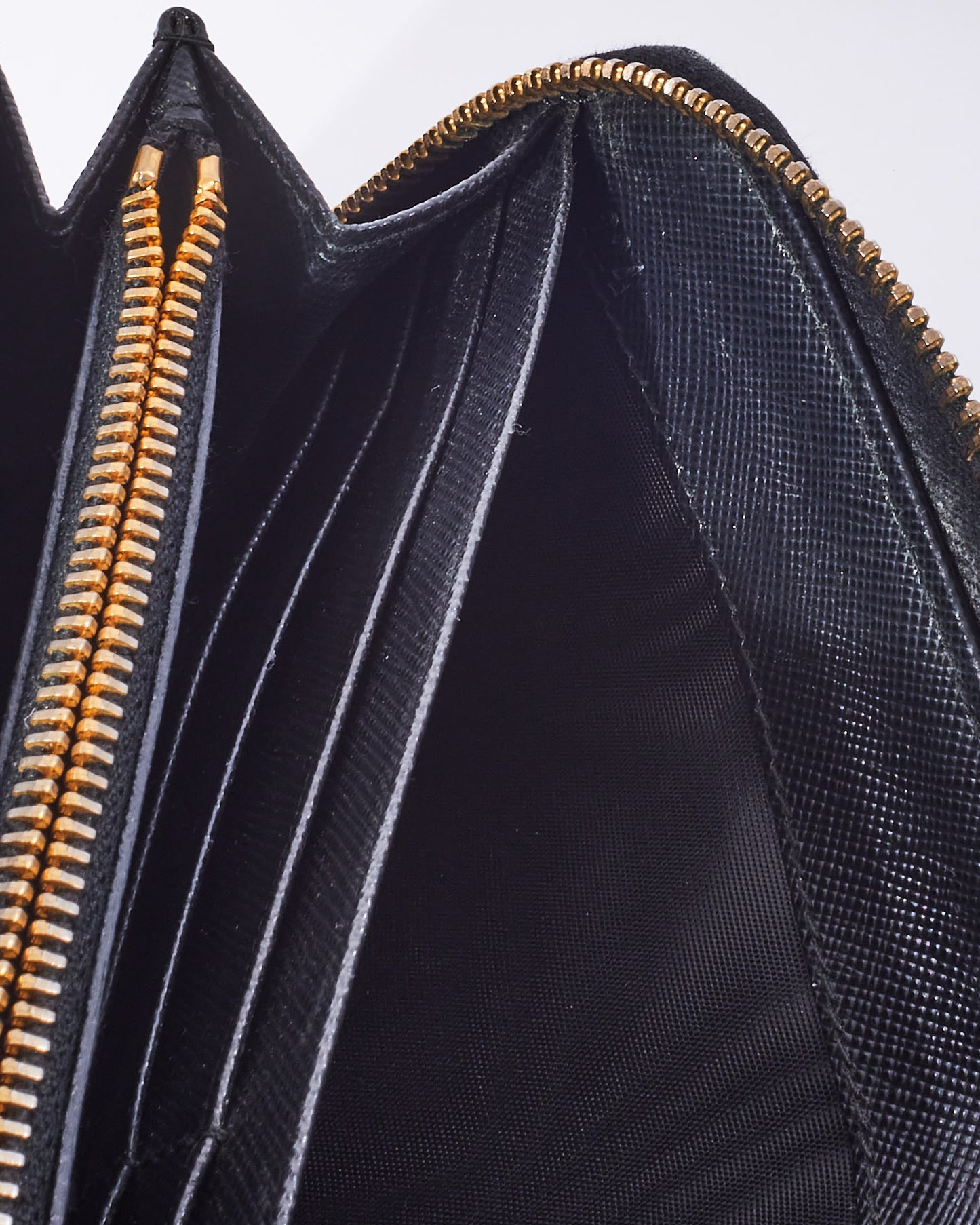Prada Black Saffiano Leather Long Zip Wallet