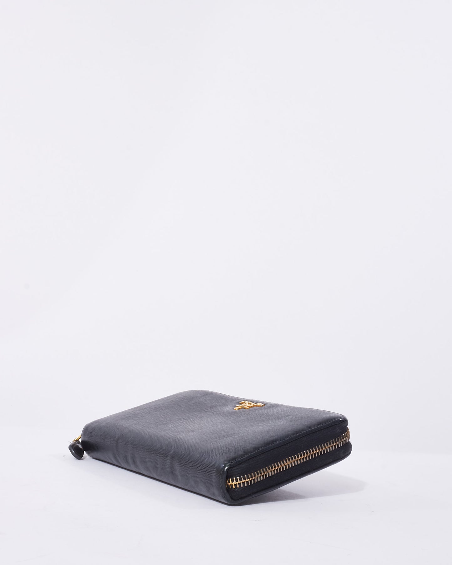 Prada Black Saffiano Leather Long Zip Wallet
