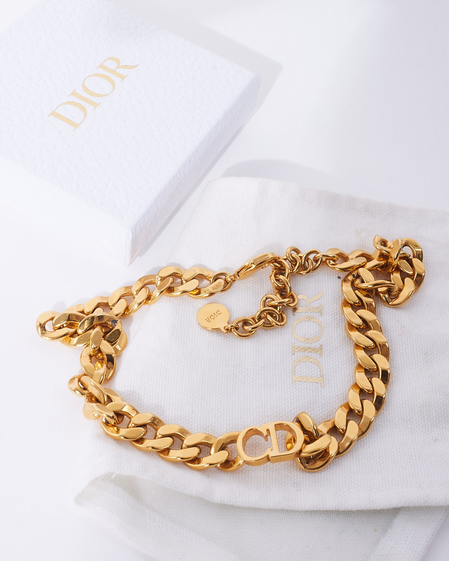 Dior Gold "Danseuses Etoile" Logo Choker Necklace