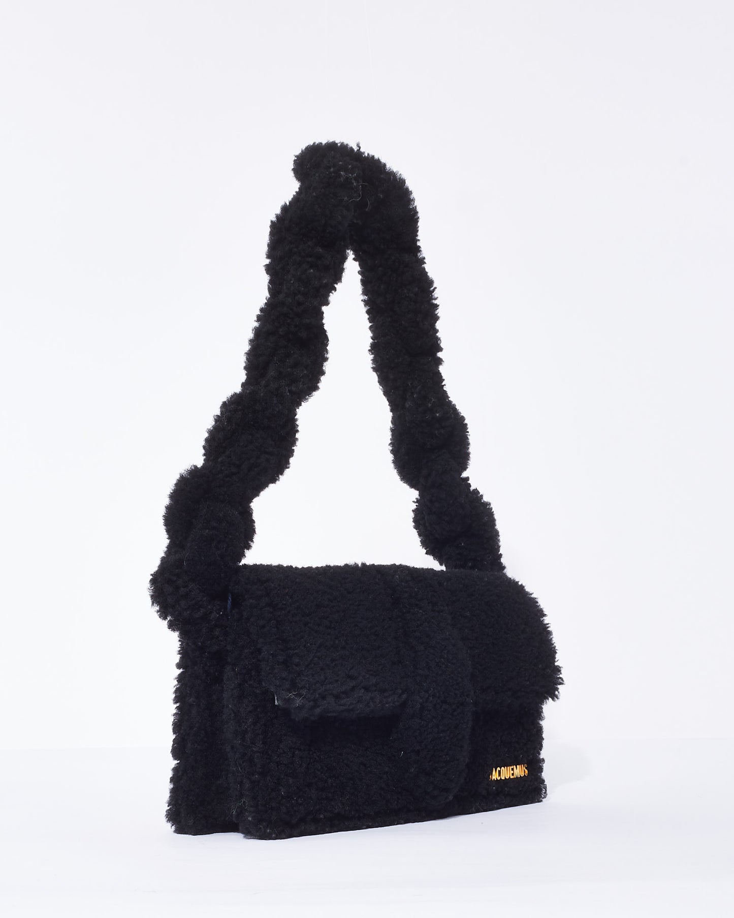 Jacquemus Black Shearling "Le Bambidou" Shoulder Bag