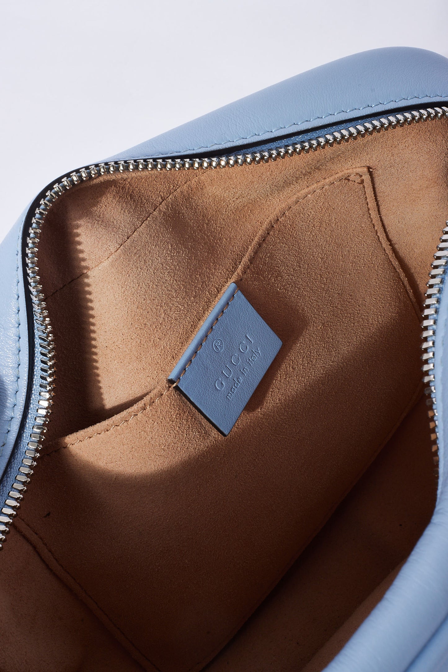 Gucci Light Blue Leather SHW Marmont Small Camera Bag