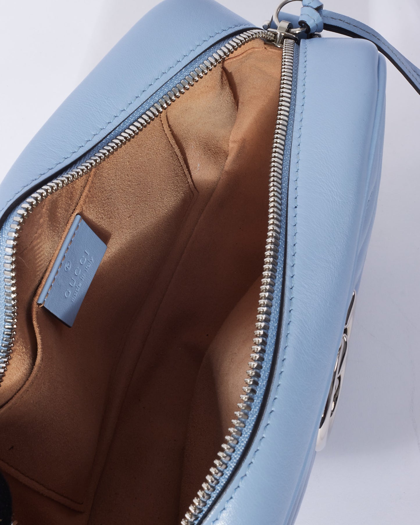 Gucci Light Blue Leather SHW Marmont Small Camera Bag