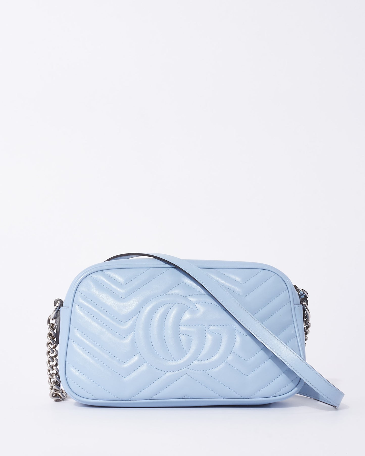 Gucci Light Blue Leather SHW Marmont Small Camera Bag