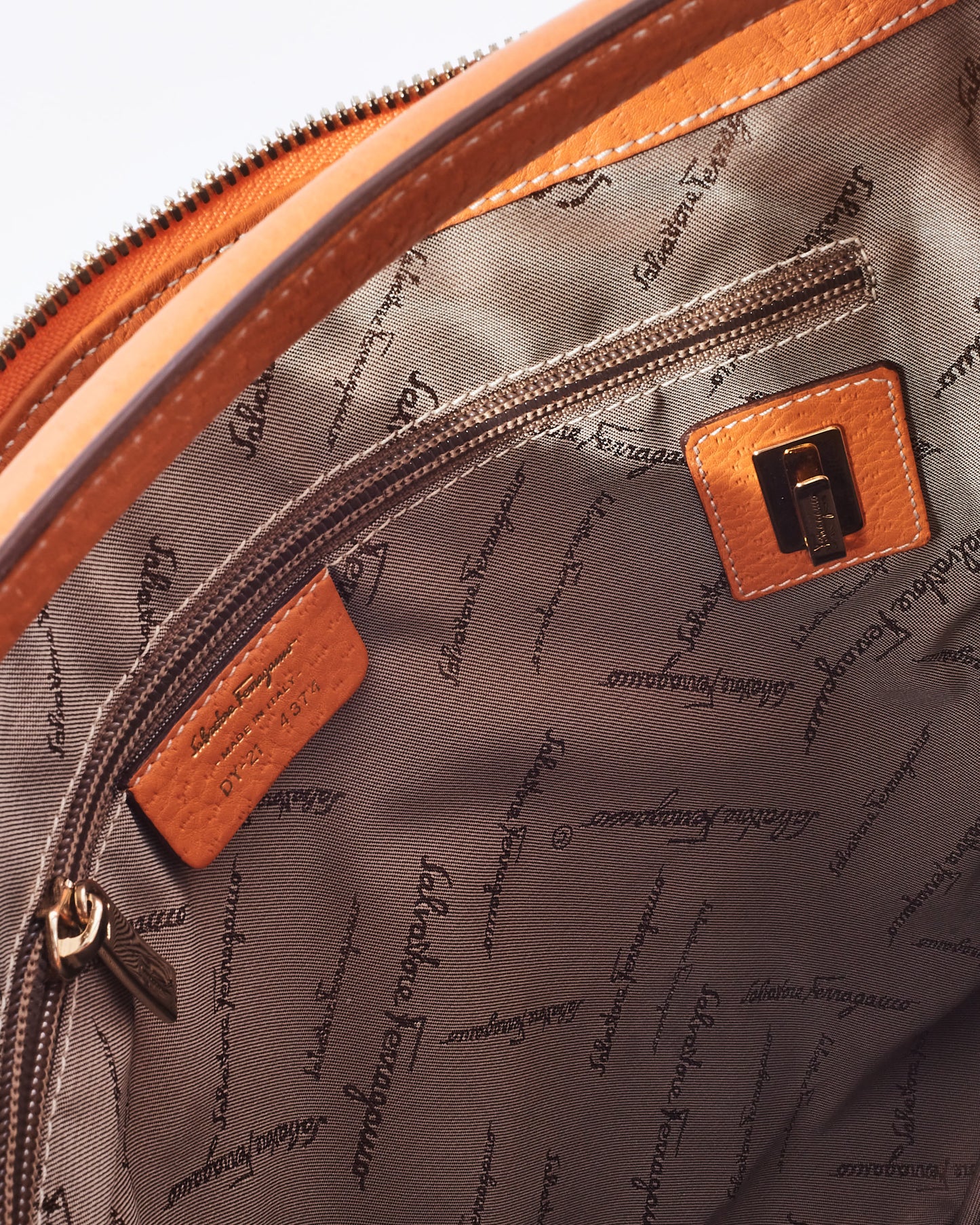 Salvatore Ferragamo Orange Leather Hobo Shoulder Bag