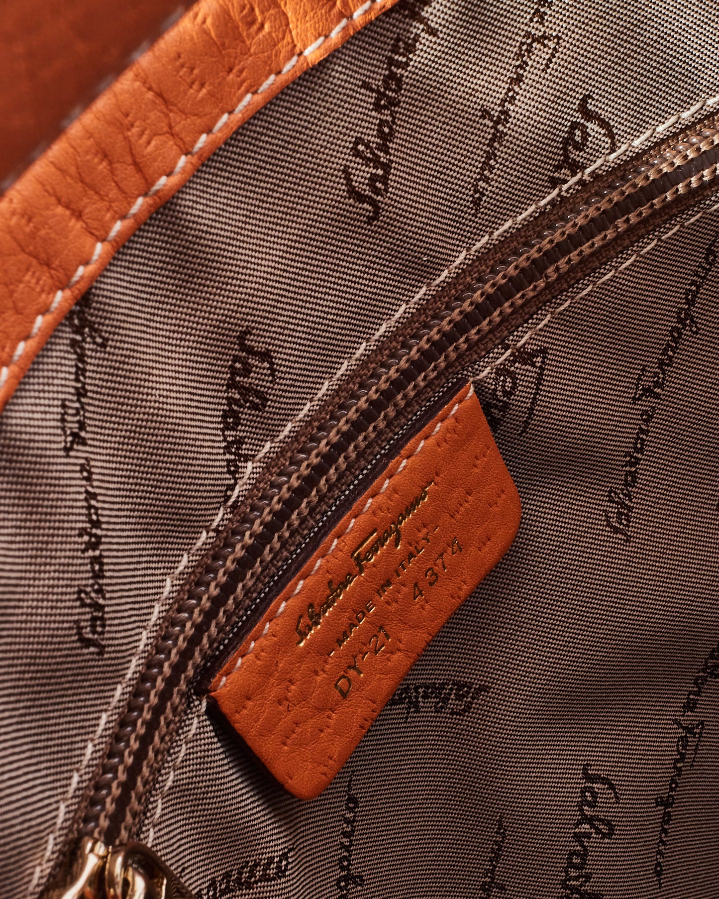 Salvatore Ferragamo Orange Leather Hobo Shoulder Bag