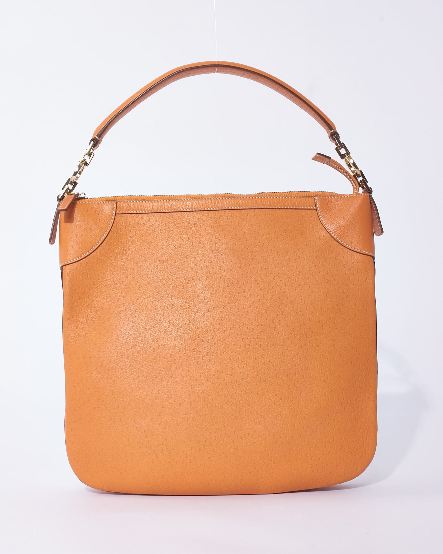 Salvatore Ferragamo Orange Leather Hobo Shoulder Bag