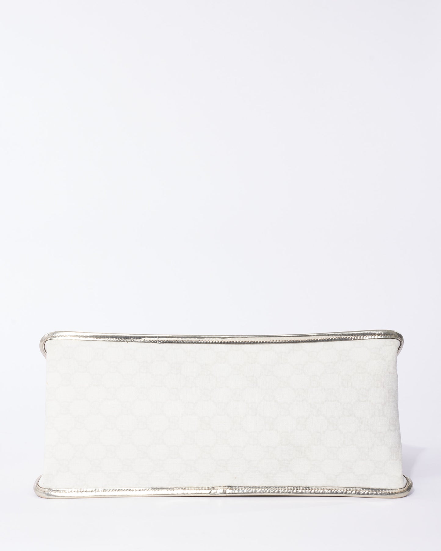 Gucci White Monogram GG Supreme Canvas & Silver Trim Top Handle Bag