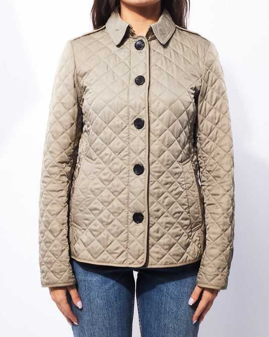 Burberry Khaki Green Quilted Jacket - S