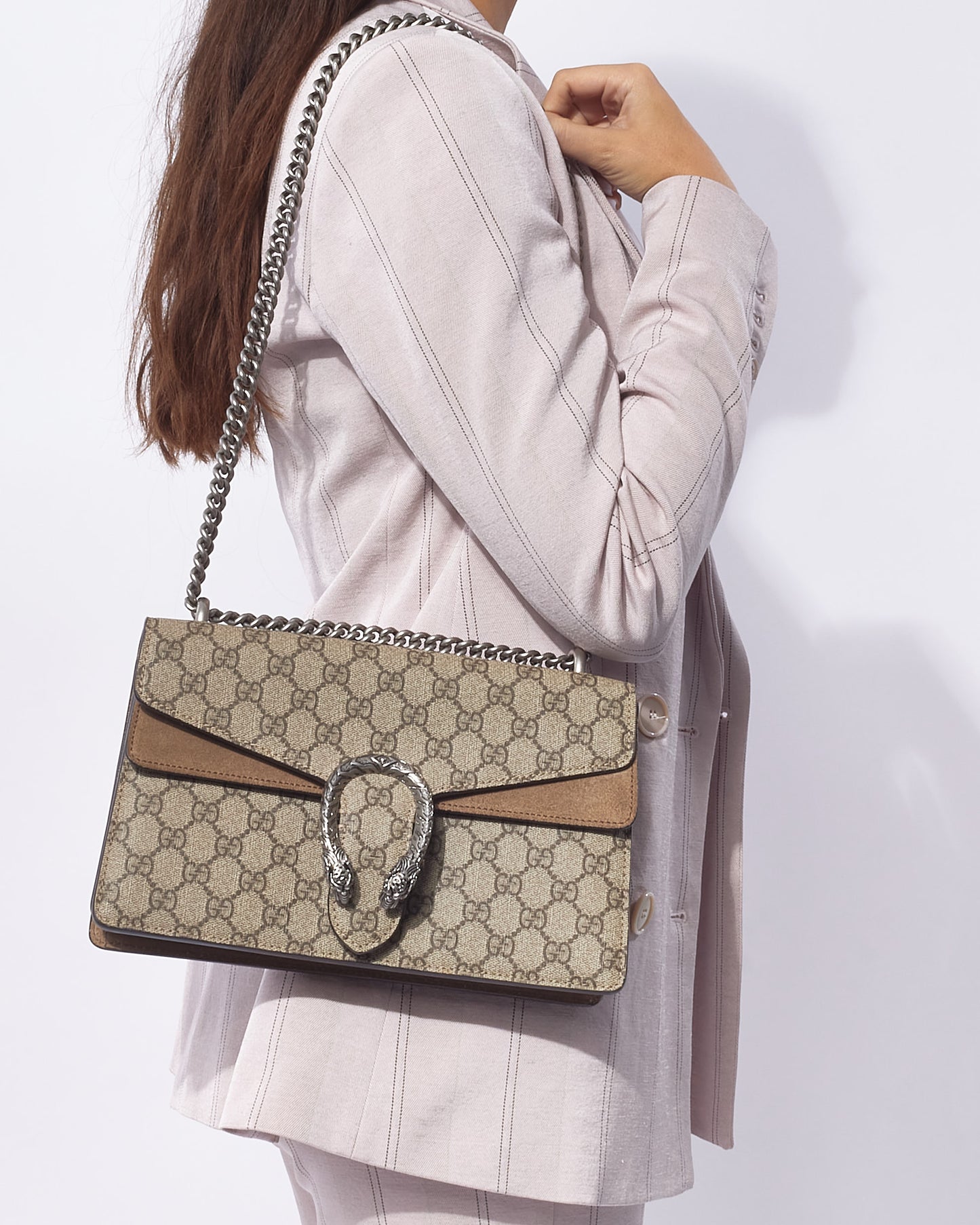 Gucci Beige Monogram GG Supreme Canvas Small Dionysus Bag