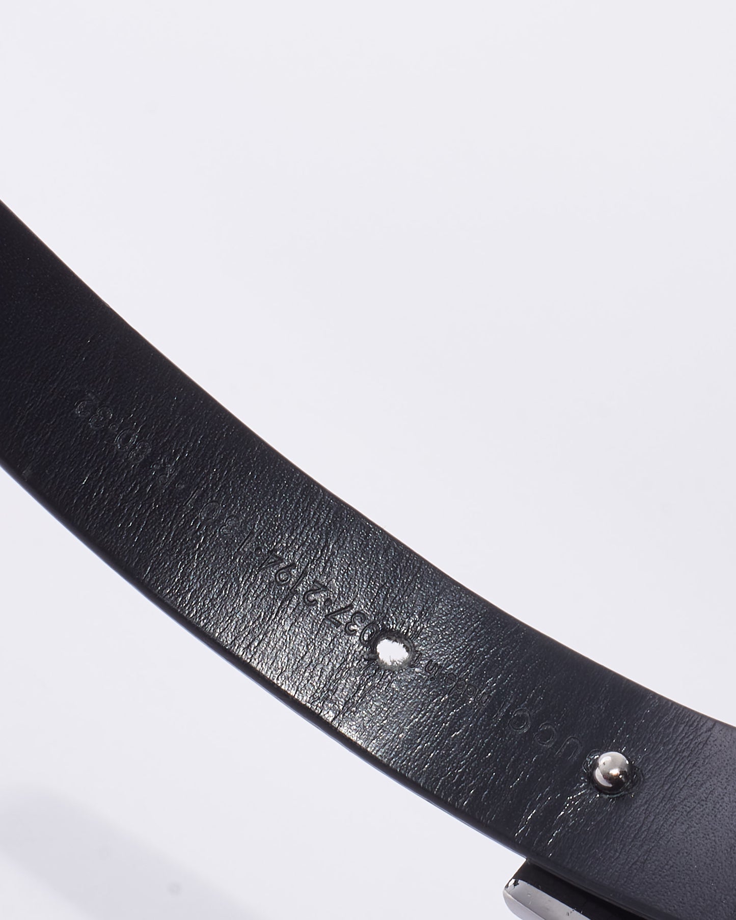 Gucci Vintage Black Leather Asymmetric G Logo Belt - 80/32