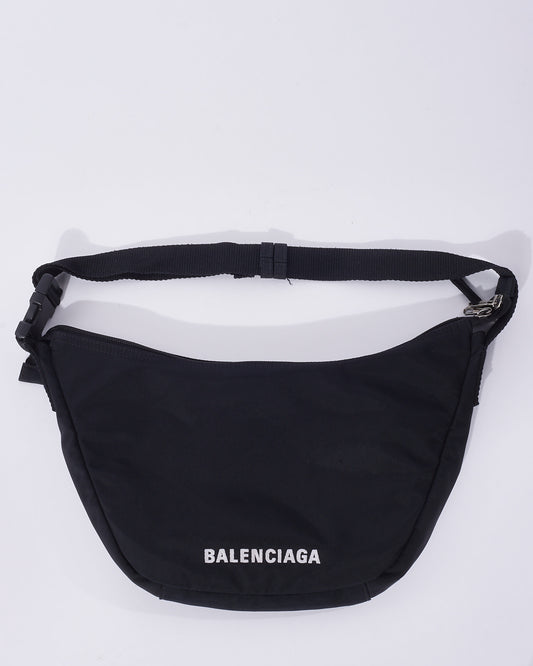 Balenciaga Black Nylon Logo Bum Bag