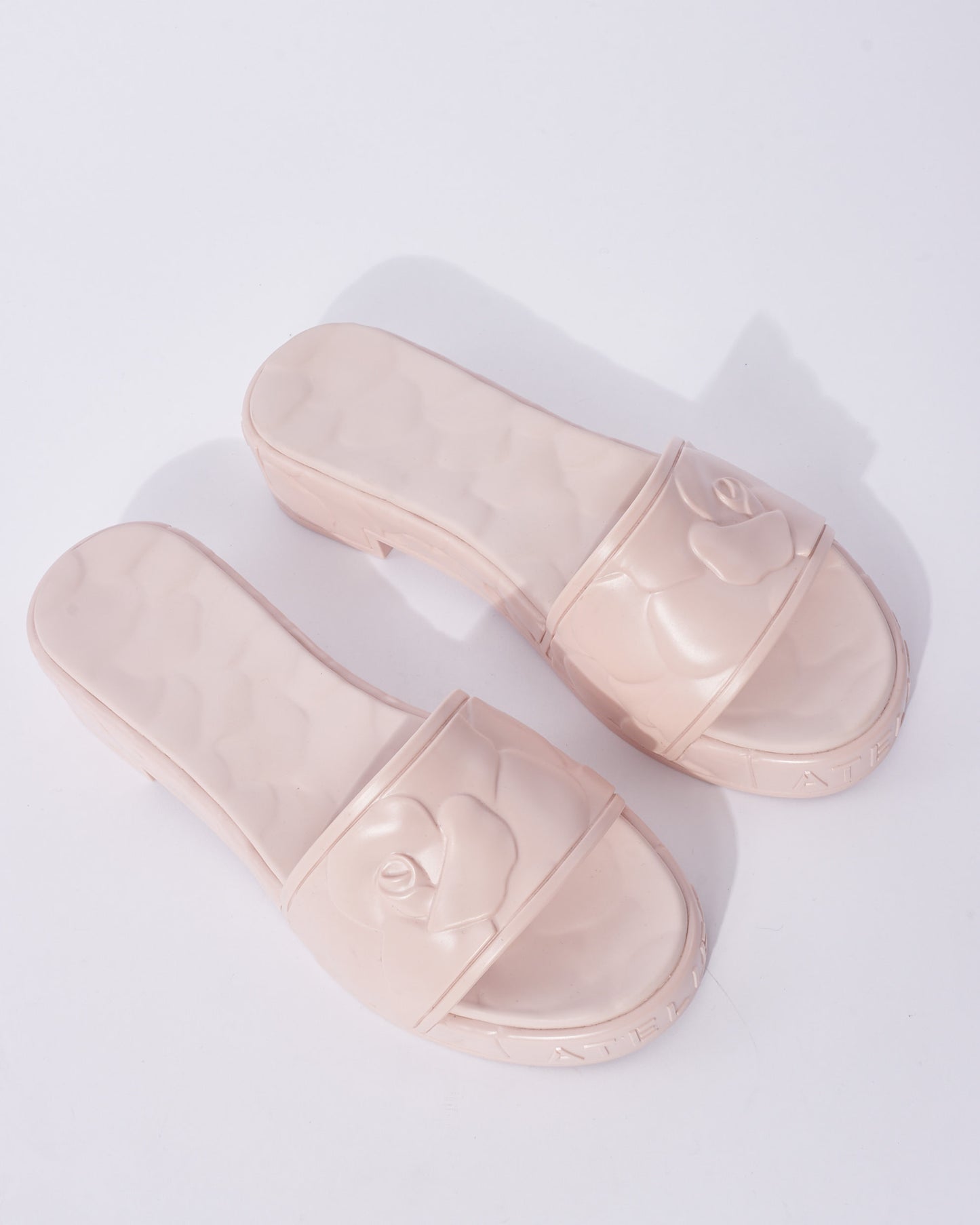 Valentino Atelier Pink Floral Rubber Platform Slide Sandals - 38