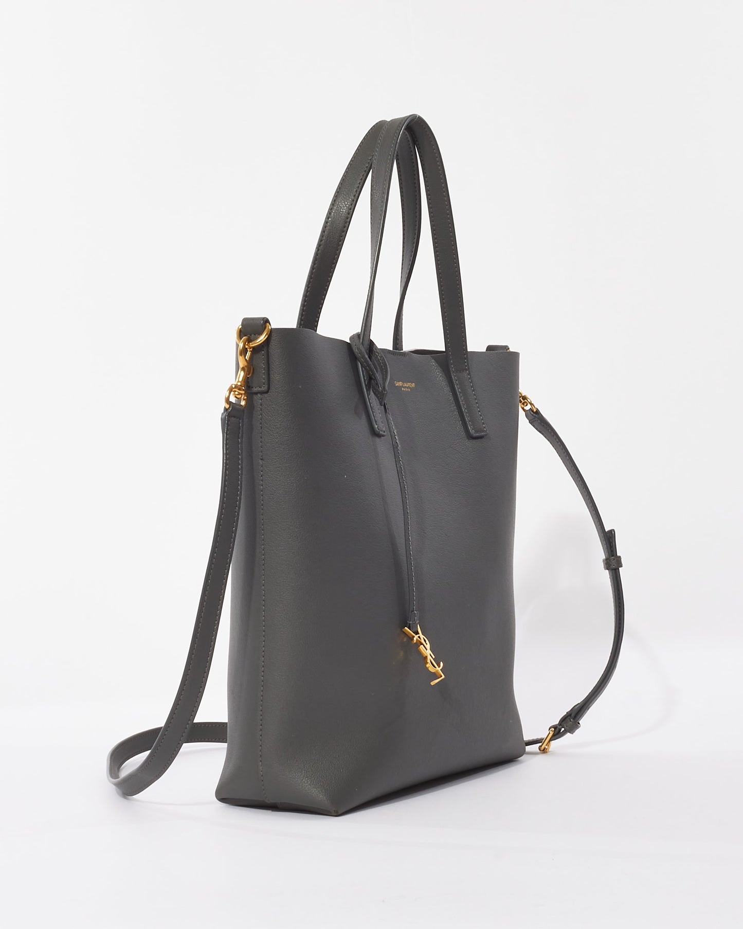 Saint Laurent Grey Leather North South Shopping Tote