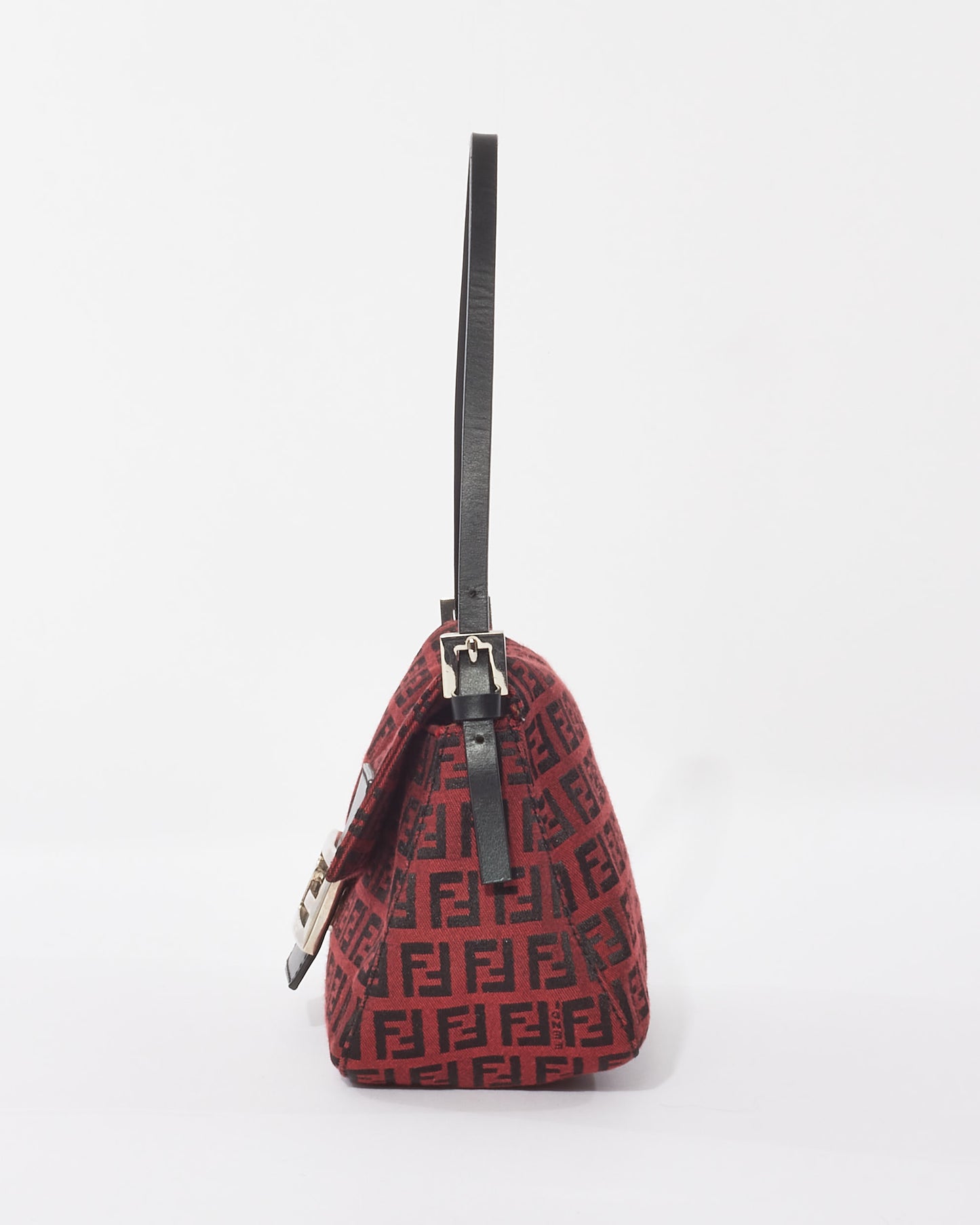 Fendi Vintage Red & Black Zucchino Mini Mama Baguette Bag