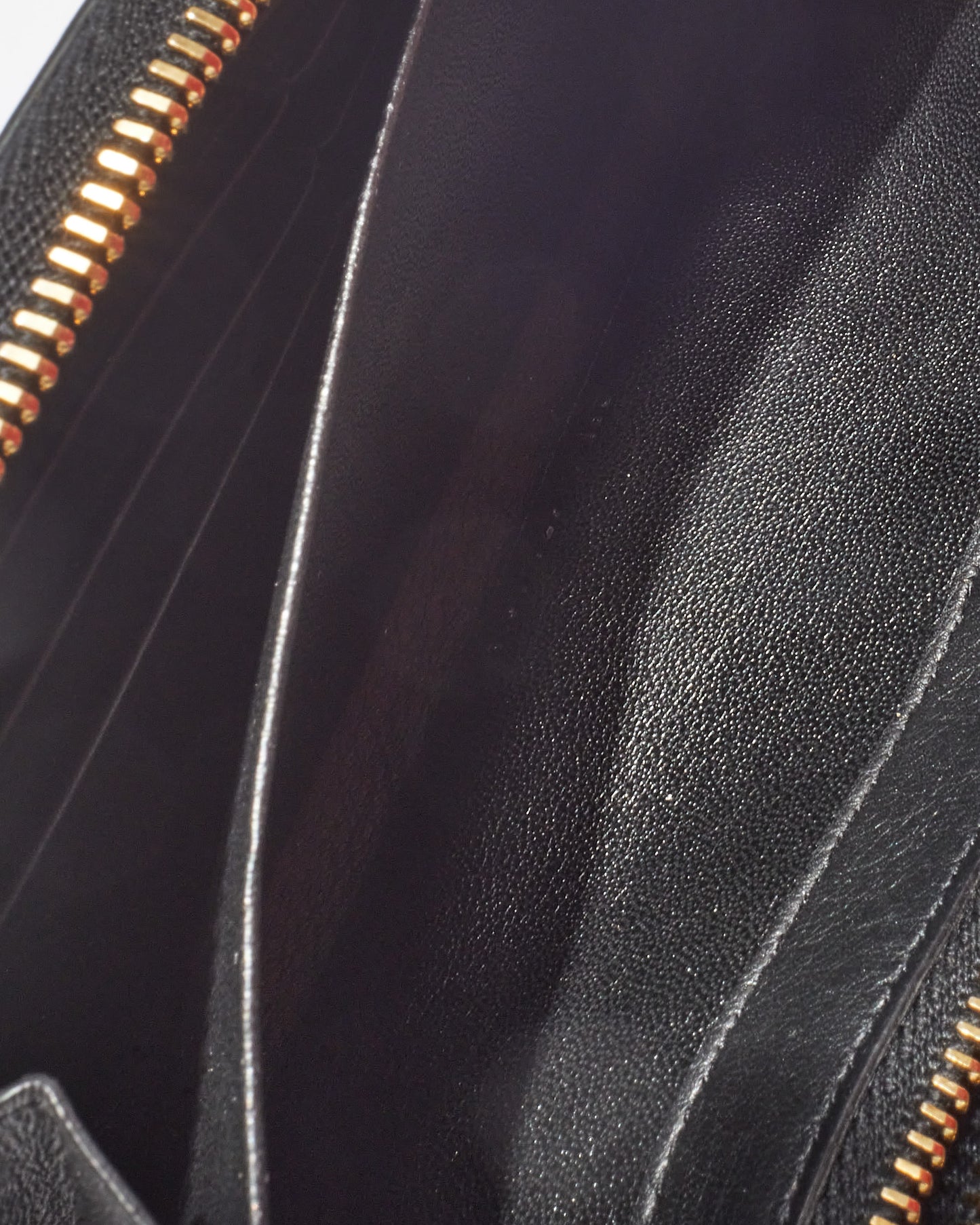 Saint Laurent Black Leather Logo Flap Long Zip Wallet