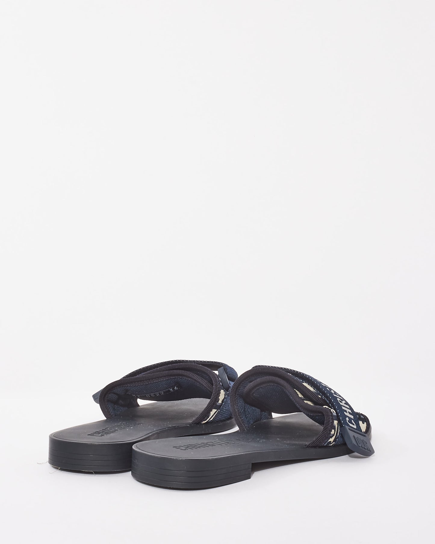 Dior Deep Blue Oblique Nylon Diorevolution Slides - 36