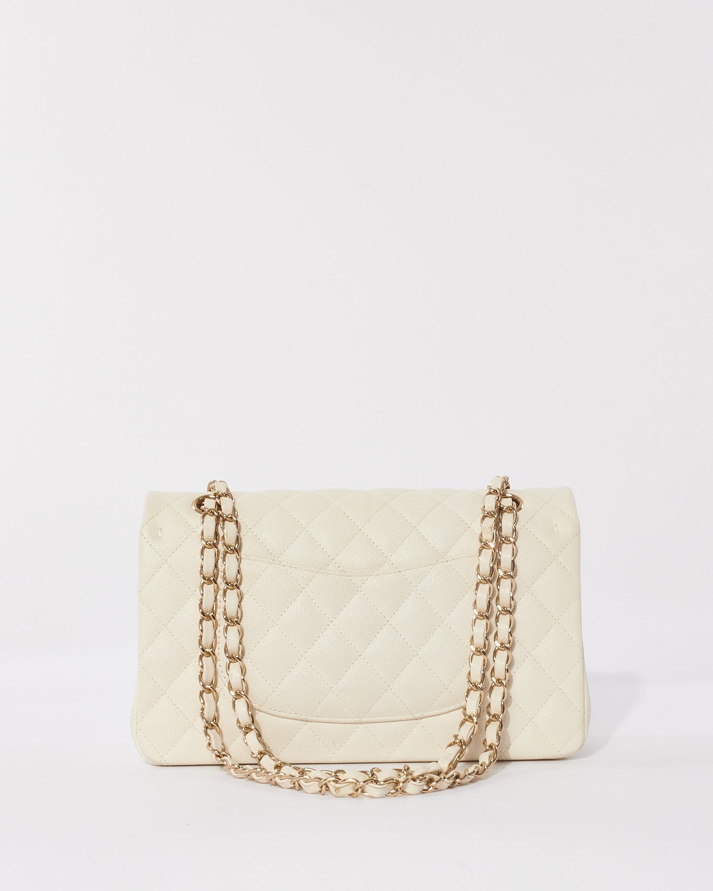Chanel White Caviar Leather Medium Double Flap Bag CPHW