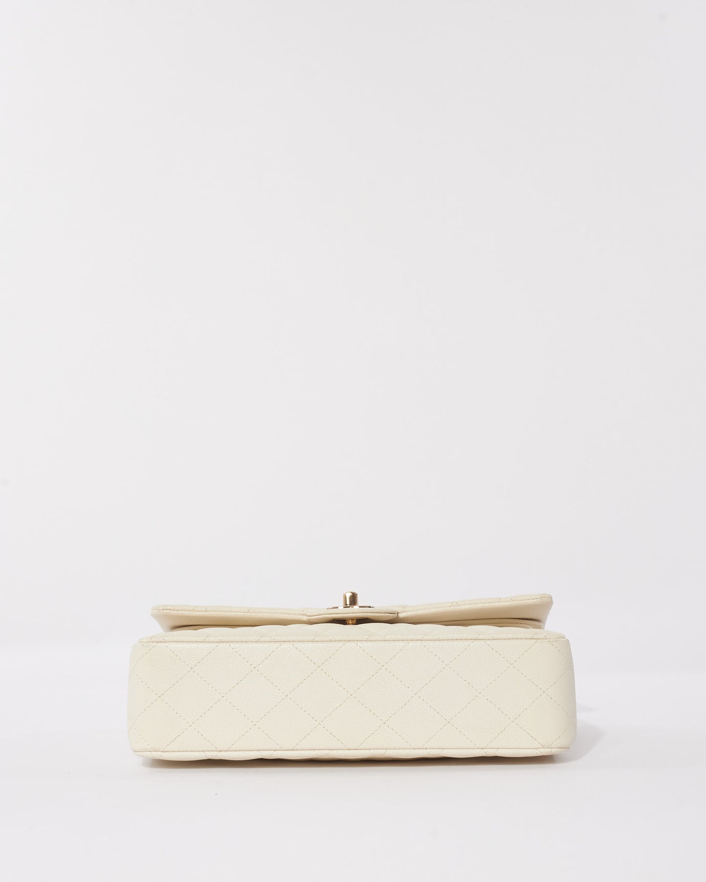 Chanel White Caviar Leather Medium Double Flap Bag CPHW