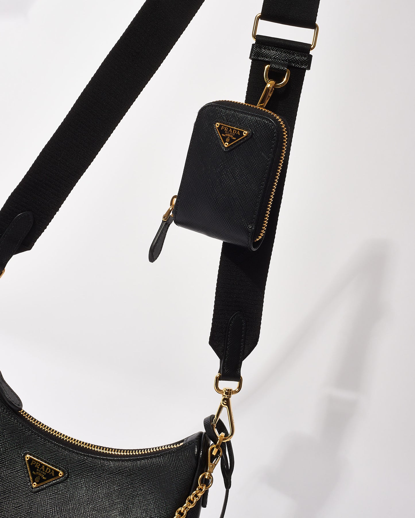 Prada Black Saffiano Leather Re Edition 2005 Crossbody Bag