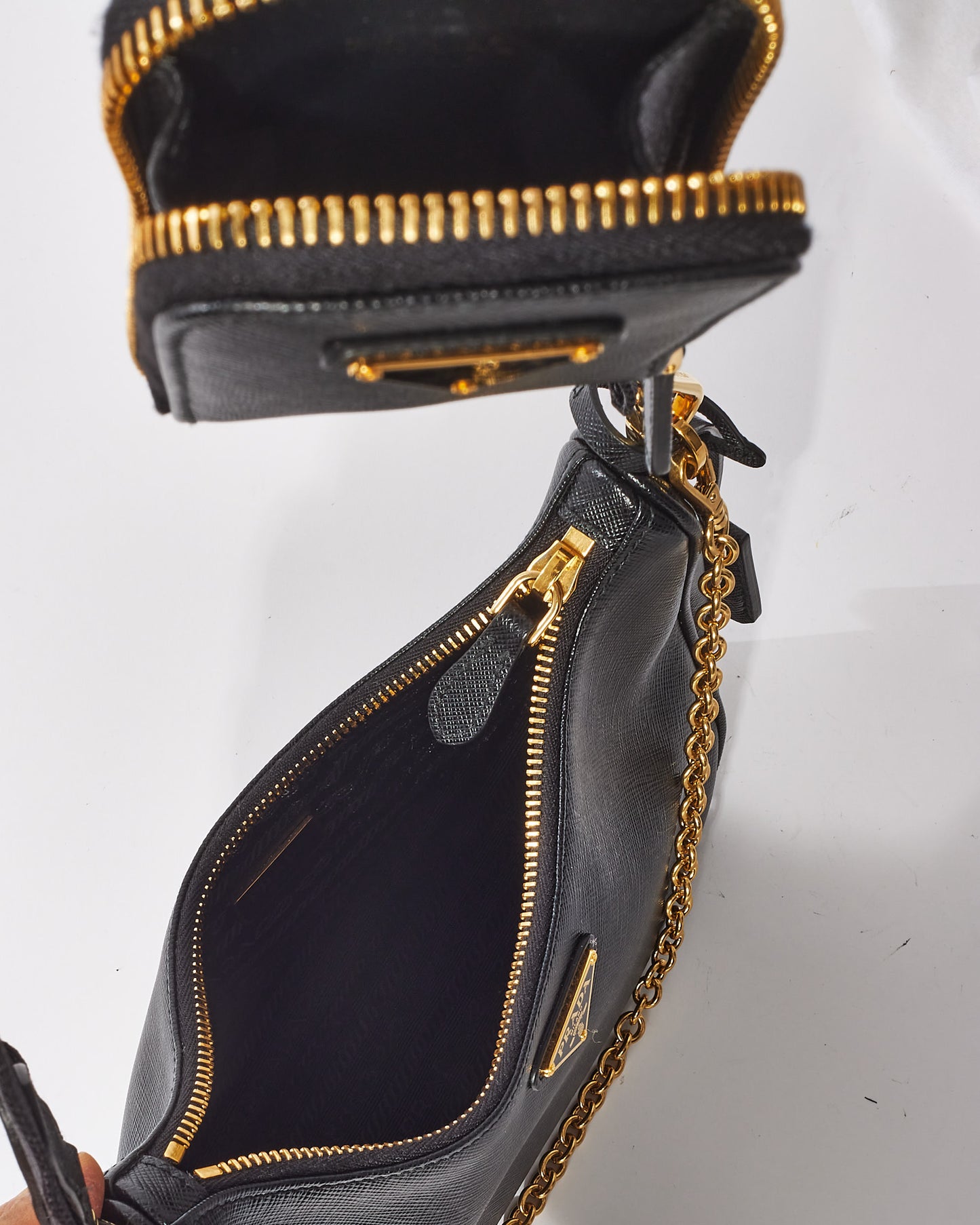 Prada Black Saffiano Leather Re Edition 2005 Crossbody Bag