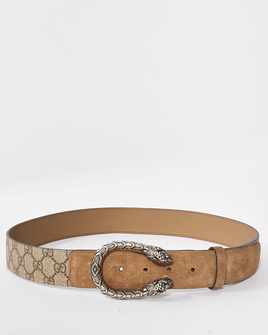 Gucci Beige GG Supreme Coated Canvas & Suede Dionysus Belt - 95/38
