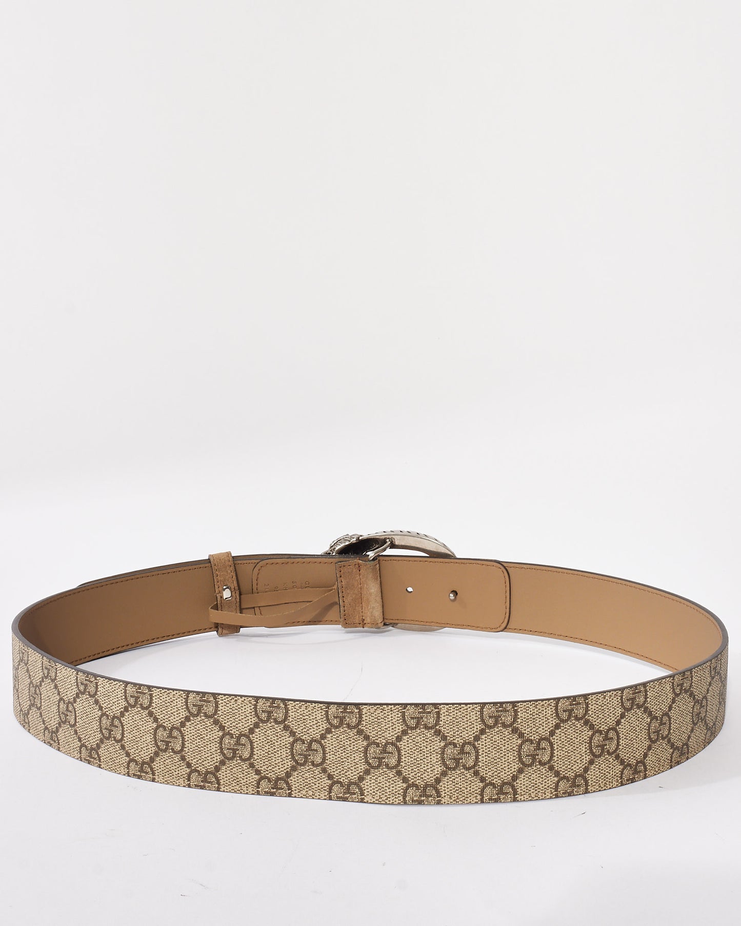 Gucci Beige GG Supreme Coated Canvas & Suede Dionysus Belt - 95/38