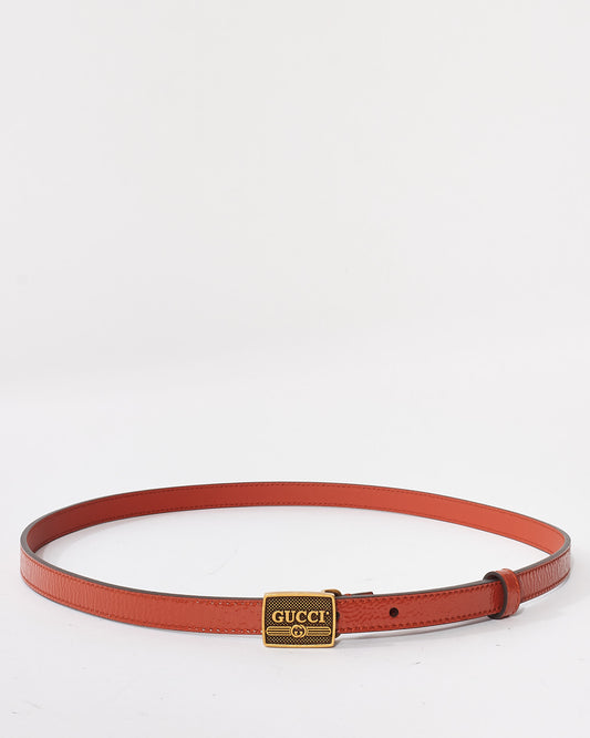 Gucci Orange Patent Leather Thin Logo Belt - 90/36